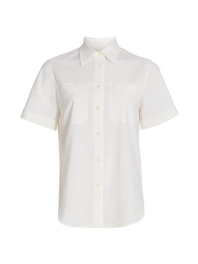 Shop Lvir Summer Wool Stitch Shirt In White