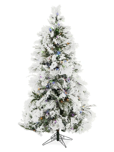 Shop Fraser Hill Farms 6.5-ft. Multi-color Led String Lighting Flocked Snowy Pine Christmas Tree
