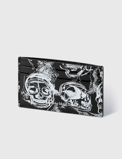 Shop Alexander Mcqueen Painted Skull Card Holder In Black