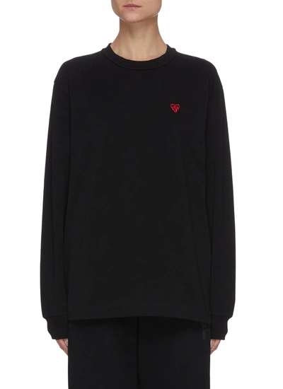 Shop Alexander Wang Heart Embroidered Mock Neck Sweatshirt In Black