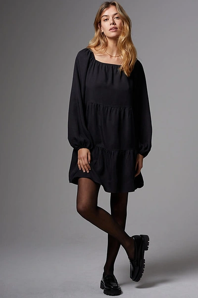 Shop Amadi Verity Tiered Tunic Dress In Black