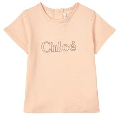 Chloé Pink T-shirt For Babygirl With Logo In Pink