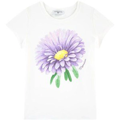 Shop Monnalisa Cream Flower Print T-shirt