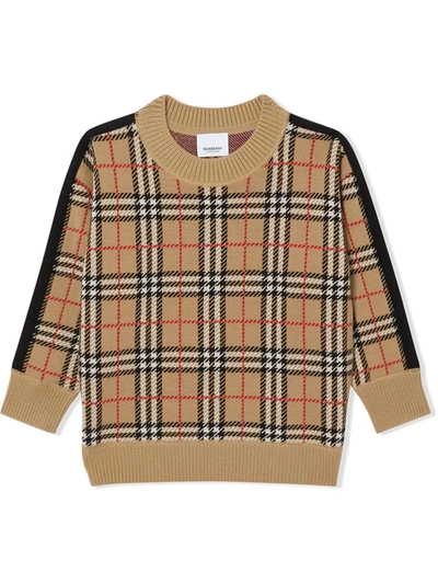 Shop Burberry Icon Stripe Wool Sweater In Check