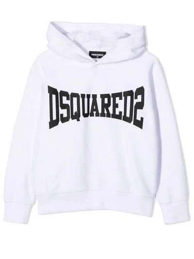 Shop Dsquared2 White Cotton Hoodie In Bianco
