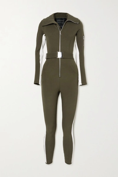 Shop Cordova Signature In The Boot Belted Striped Ski Suit In Army Green