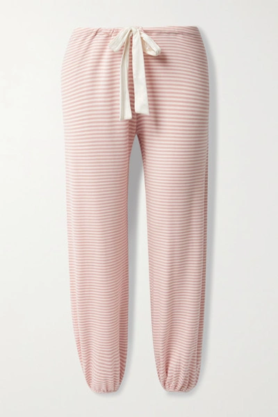 Shop Eberjey Sadie Striped Stretch Modal-jersey Pajama Pants In Pink