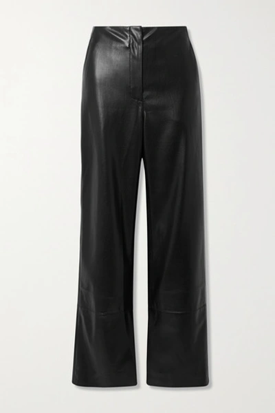 Shop Nanushka Rhyan Vegan Leather Straight-leg Pants In Black
