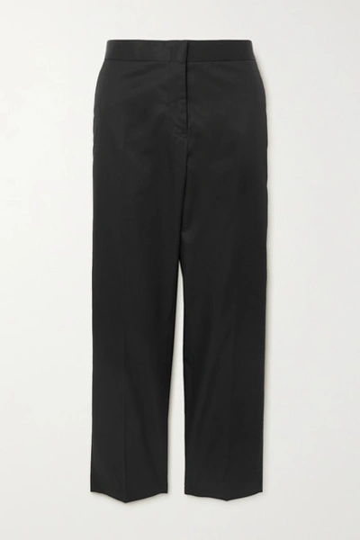 Shop Jil Sander Cropped Cotton-gabardine Straight-leg Pants In Black