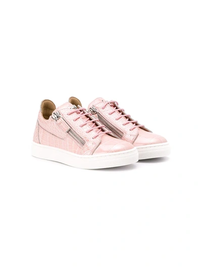 Shop Giuseppe Junior Zip-up Sneakers In Pink