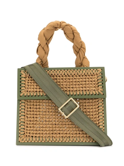 Shop 0711 Camel Small Copacabana Tote Bag In Green