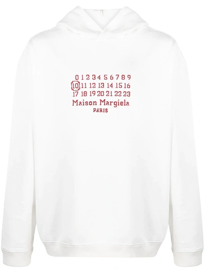 Shop Maison Margiela Numbers-logo Cotton Hoodie In White