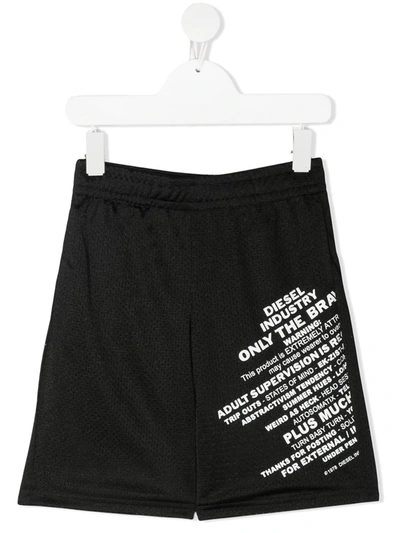 Shop Diesel Pfrakle Graphic-print Mesh Shorts In Black