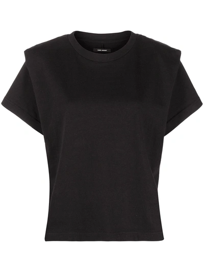 Shop Isabel Marant Belita Shoulder-detail T-shirt In Black