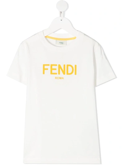 Shop Fendi Logo-print Cotton T-shirt In White