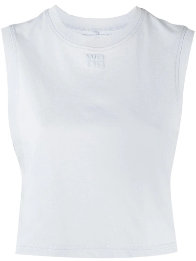 Shop Alexander Wang T Embossed Logo Tank Top In Blue