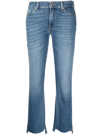 Shop 7 For All Mankind Mid-rise Cropped Jeans In Blue