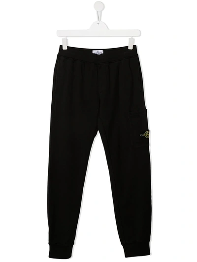 Shop Stone Island Junior Teen Logo-patch Track Trousers In Black