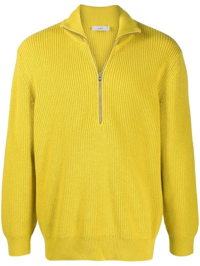 Shop Closed Zip-up Intarsia-knit Jumper In Yellow