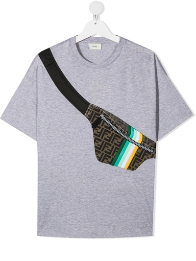 Shop Fendi Teen Belt Bag T-shirt In Grey