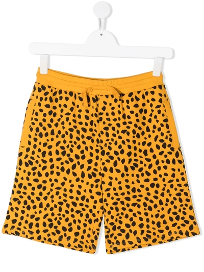 Shop Stella Mccartney Teen Cheetah Dots-print Fleece Shorts In Orange