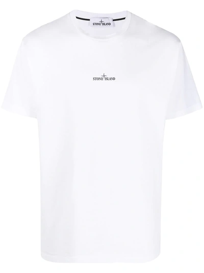 Shop Stone Island Rear Logo Print T-shirt In White