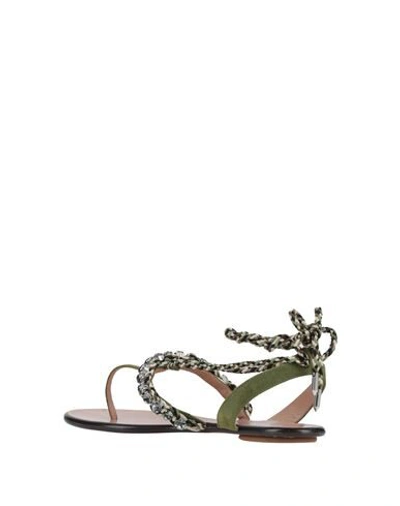 Shop Aquazzura Toe Strap Sandals In Military Green