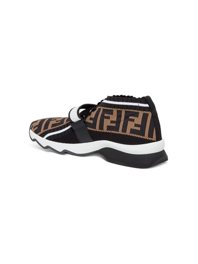 Shop Fendi Black Ff Fabric Sneakers In Brown
