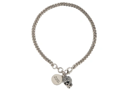 Shop Alexander Mcqueen Twin Skull Bracelet In Silver