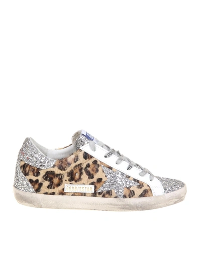 Shop Golden Goose Super Star Sneakers In Horse And Glitter In Leopard