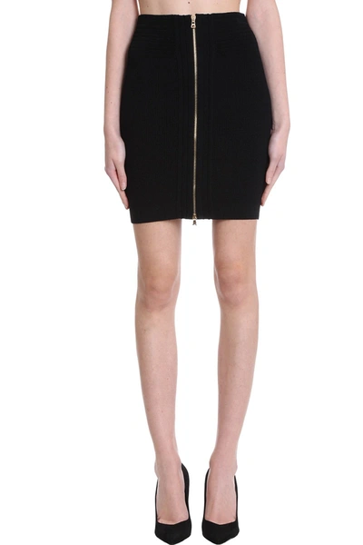 Shop Balmain Skirt In Black Viscose