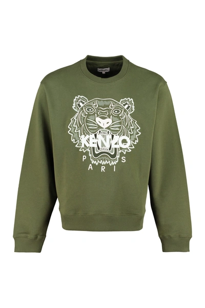 Shop Kenzo Logo Detail Cotton Sweatshirt In Green