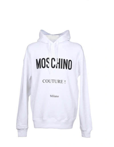 Moschino Logo-print Cotton Hoodie In White