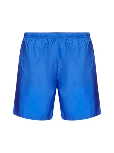 Shop Prada Re-nylon Swim Shorts In Indaco