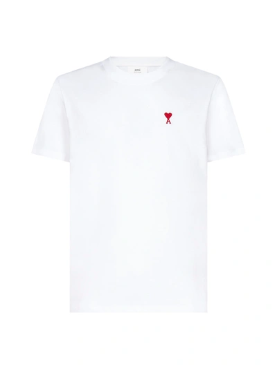 Shop Ami Alexandre Mattiussi Ami-de-coeur Logo Cotton T-shirt In White