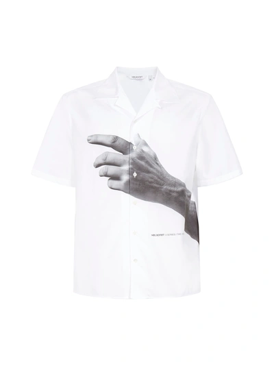 Shop Neil Barrett The Other Hand Cotton Shirt In White Greys