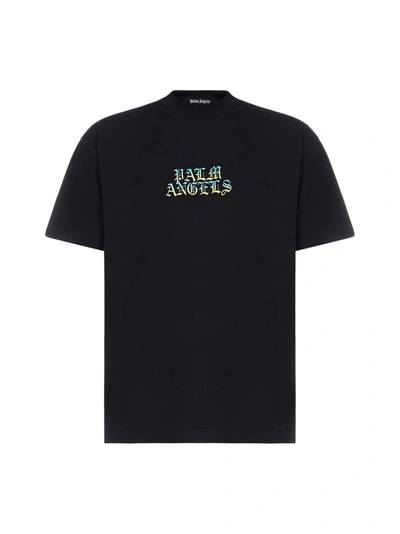 Shop Palm Angels Logo Cotton T-shirt In Black Multicolor