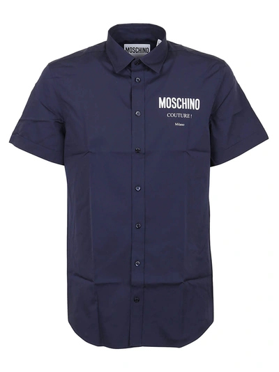 Shop Moschino Short Sleeve Shirt In Fantasia Blu