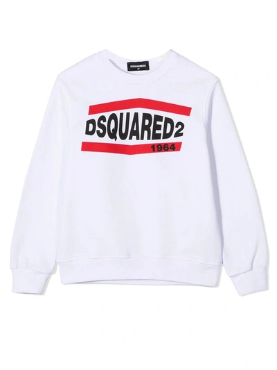 Shop Dsquared2 White Cotton Sweatshirt In Bianco