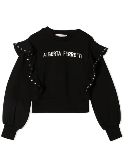 Shop Alberta Ferretti Black Cotton Sweatshirt In Nero