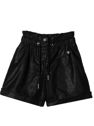 Shop Alberta Ferretti Black Faux Leather Shorts In Nero