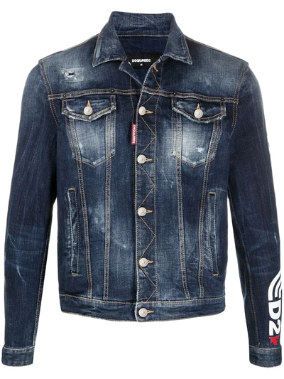 Shop Dsquared2 Faded Denim Jacket In Blue