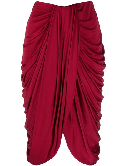 Shop Isabel Marant Drape-detail High-waisted Skirt In Red