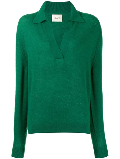 Shop Khaite Spread Collar Cashmere Jumper In Green