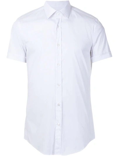 Shop Hugo Boss Short Sleeve Button-up Shirt In White