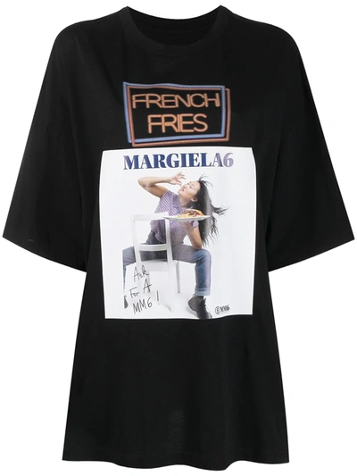Shop Mm6 Maison Margiela Photographic-print Logo T-shirt In Black