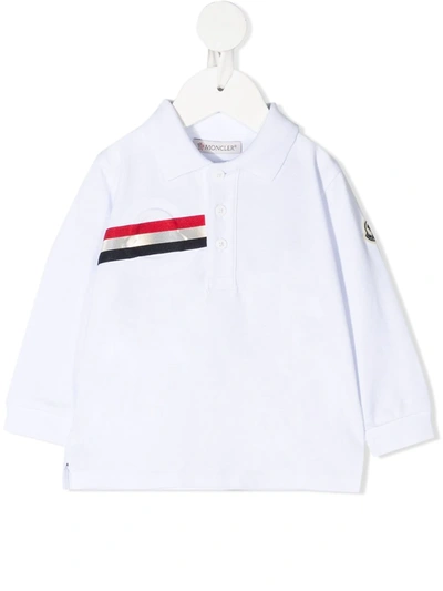 Shop Moncler Logo-stripe Polo Shirt In White