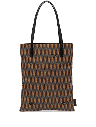 Shop Au Depart Geometric-print Monogram Tote Bag In Orange