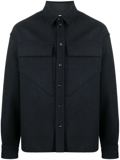 POINTED-POCKETS WOOL SHIRT