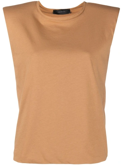 Shop Federica Tosi Shoulder Pad Sleeveless Top In Brown